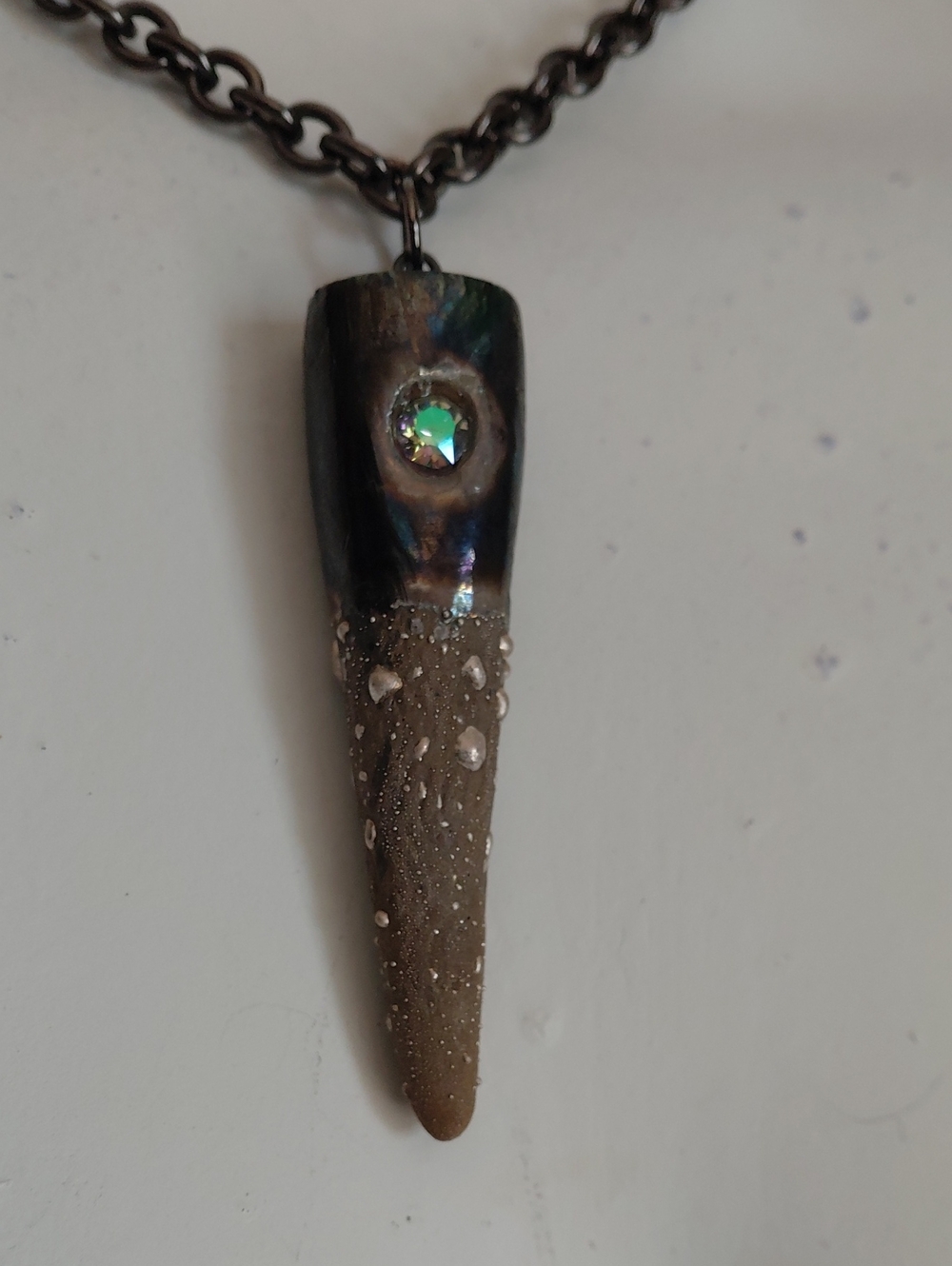 Designer RAKU Pendant With Swarovski Crystal